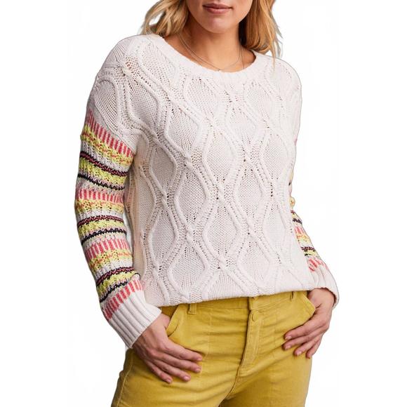NEW TRIBAL intarsia long sleeve crew neck sweater in moonstone - Picture 1 of 4